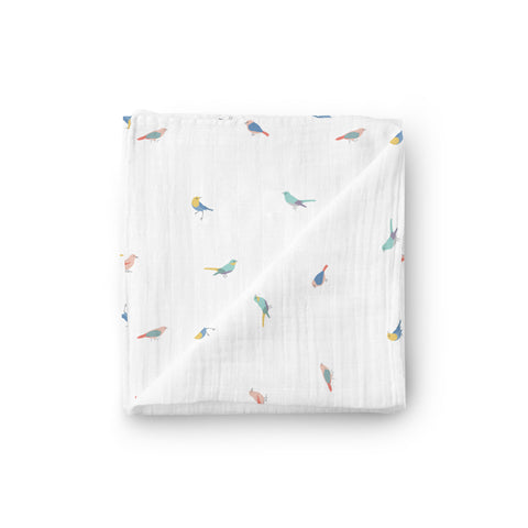 Muslin Swaddle Blanket - Birds of a Feather - Little Kims