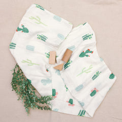 Luxury Muslin Swaddle Blanket - Desert Cactus - Little Kims